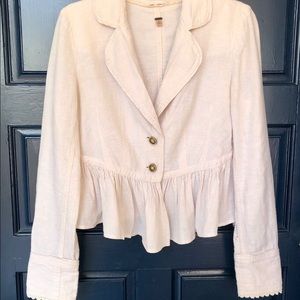 FREE PEOPLE Linen Cotton Cream Jacket Small EUC